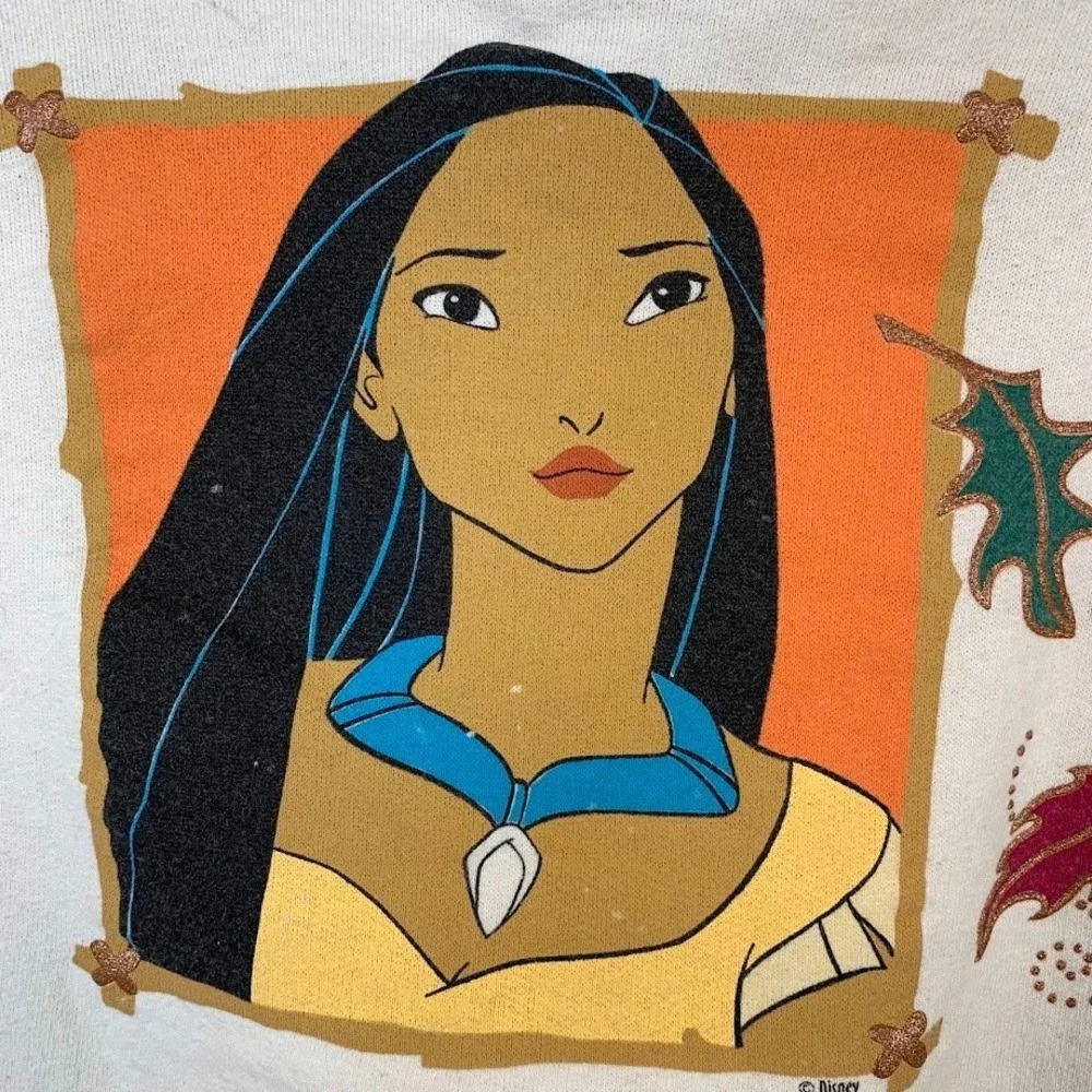 Vintage 90's Pocahontas Crewneck Sweatshirt Disney‎ Graphic Print Youth Size 7/8